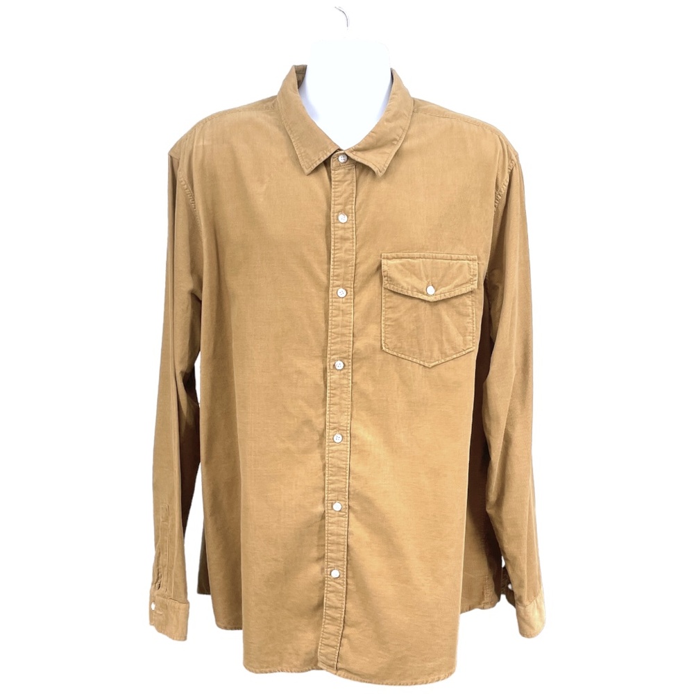 American Eagle Men's Super Soft Corduroy Button Up Shirt, Camel, Size 3XL